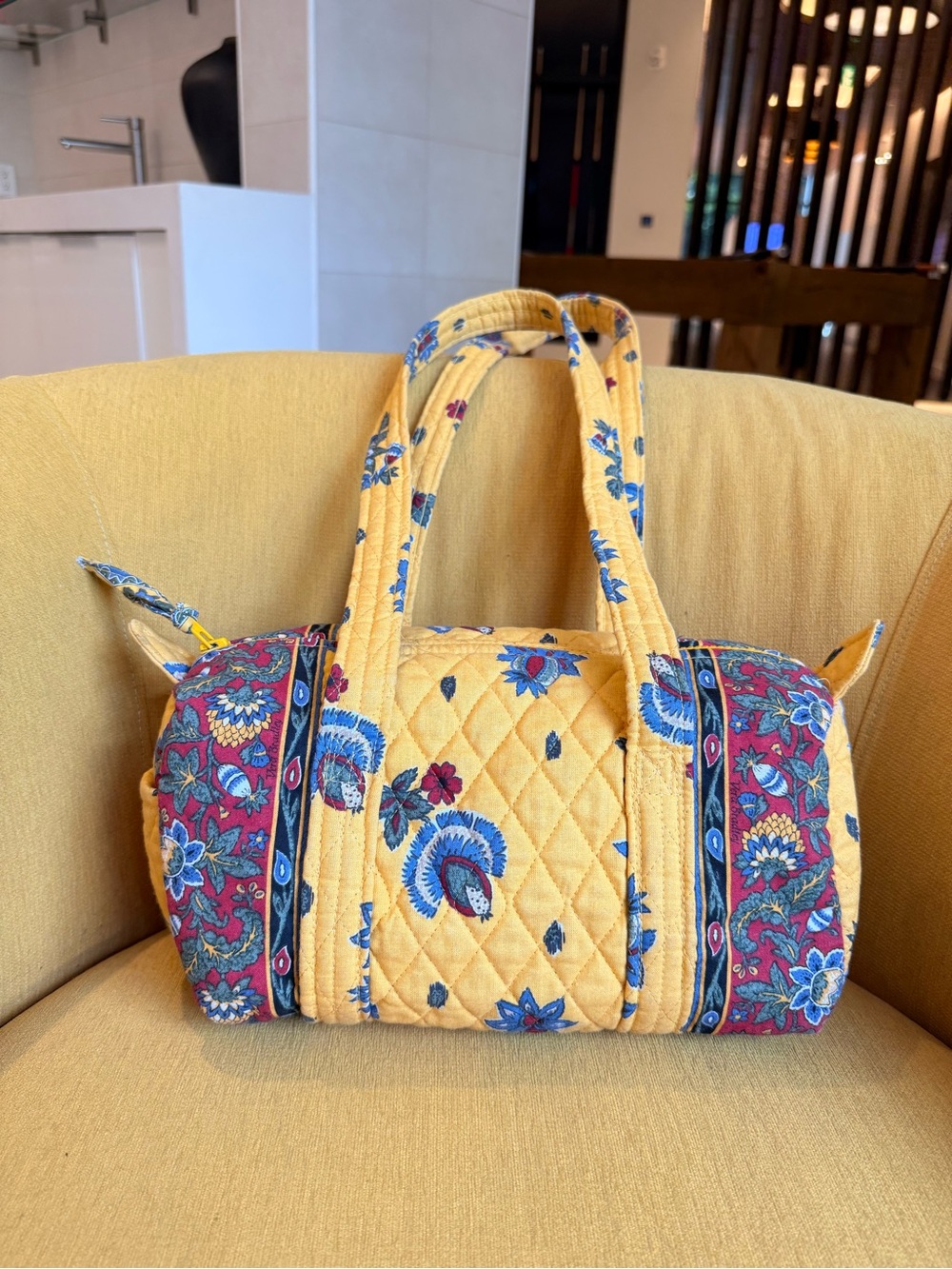 Rare Vintage 90s Y2K Vera Bradley French Yellow Small Duffle Bag Made USA - Picture 12 of 15